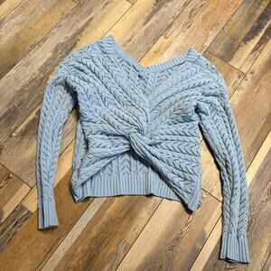 Blue cable knit sweater| Cottage |Y2K knit long sleeve